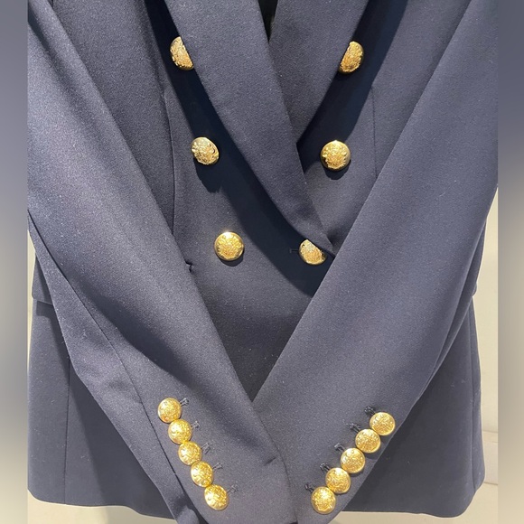 $695 Veronica Beard Miller Dickey Jacket Blazer Navy gold Double Breasted Sz 4 - Picture 10 of 16